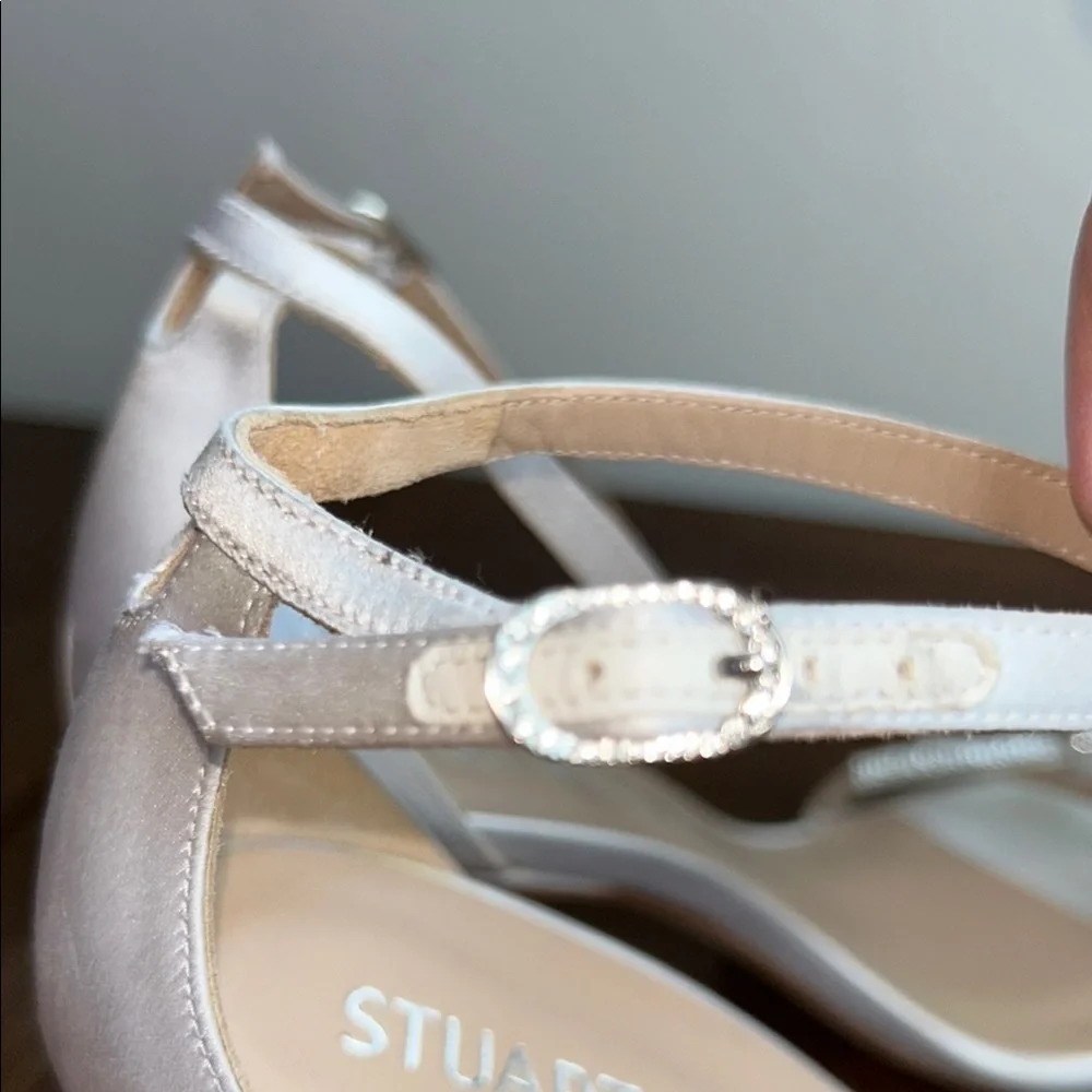 Stuart Weitzman Satin Bow Crystal Heels โ Elegant Bridal/Evening Sandals sz 8 - Picture 11 of 12